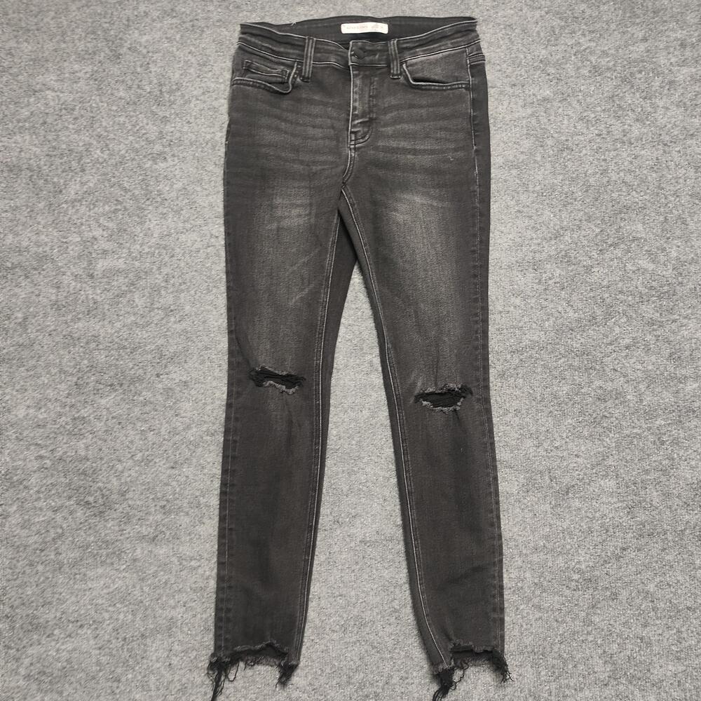 Altar'd State Jeans Womens 27 Charcoal Mid Rise Skinny Distressed Fringe Denim
